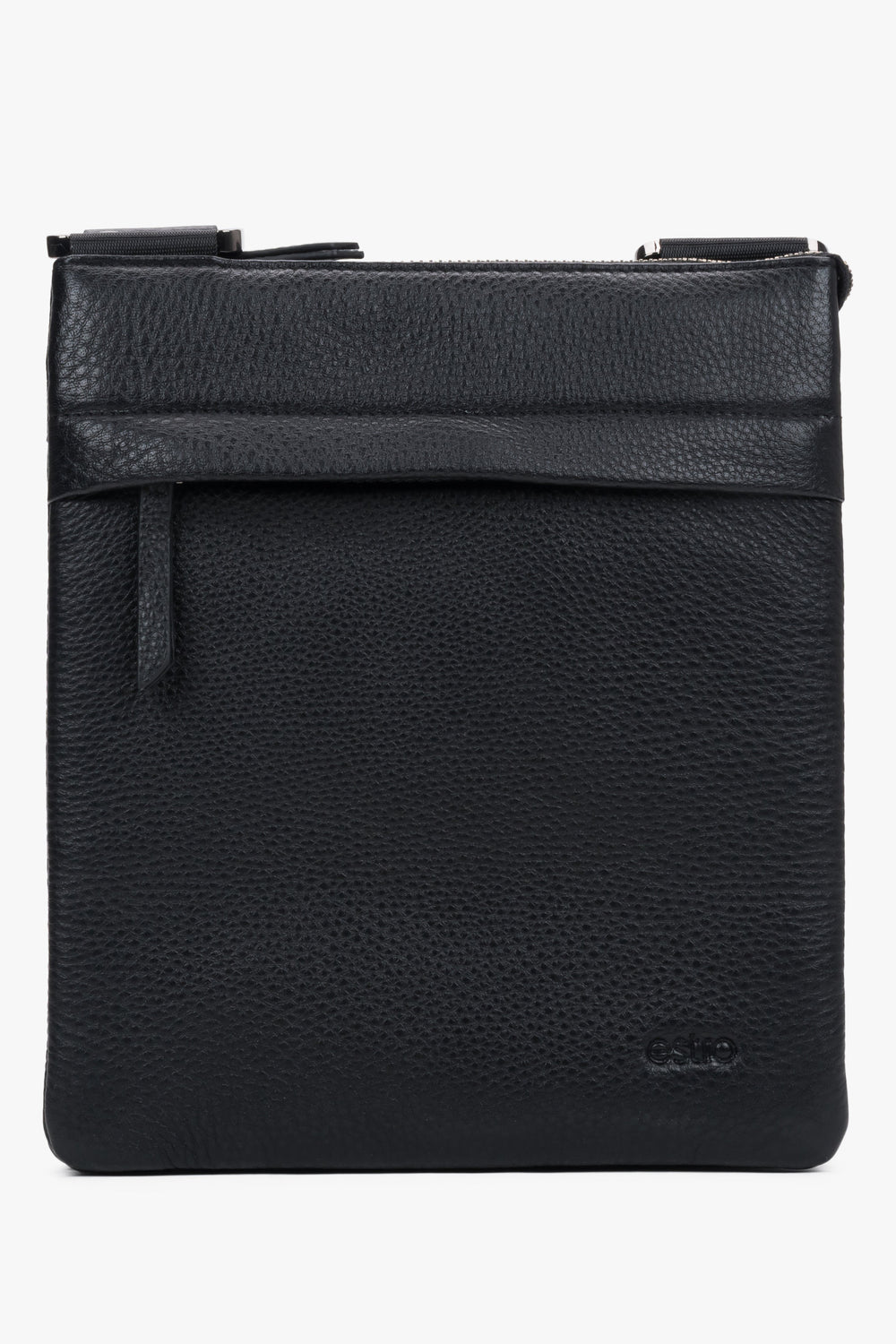 Men's Black Shoulder Pouch Bag made of Genuine Leather Estro ER00120415.