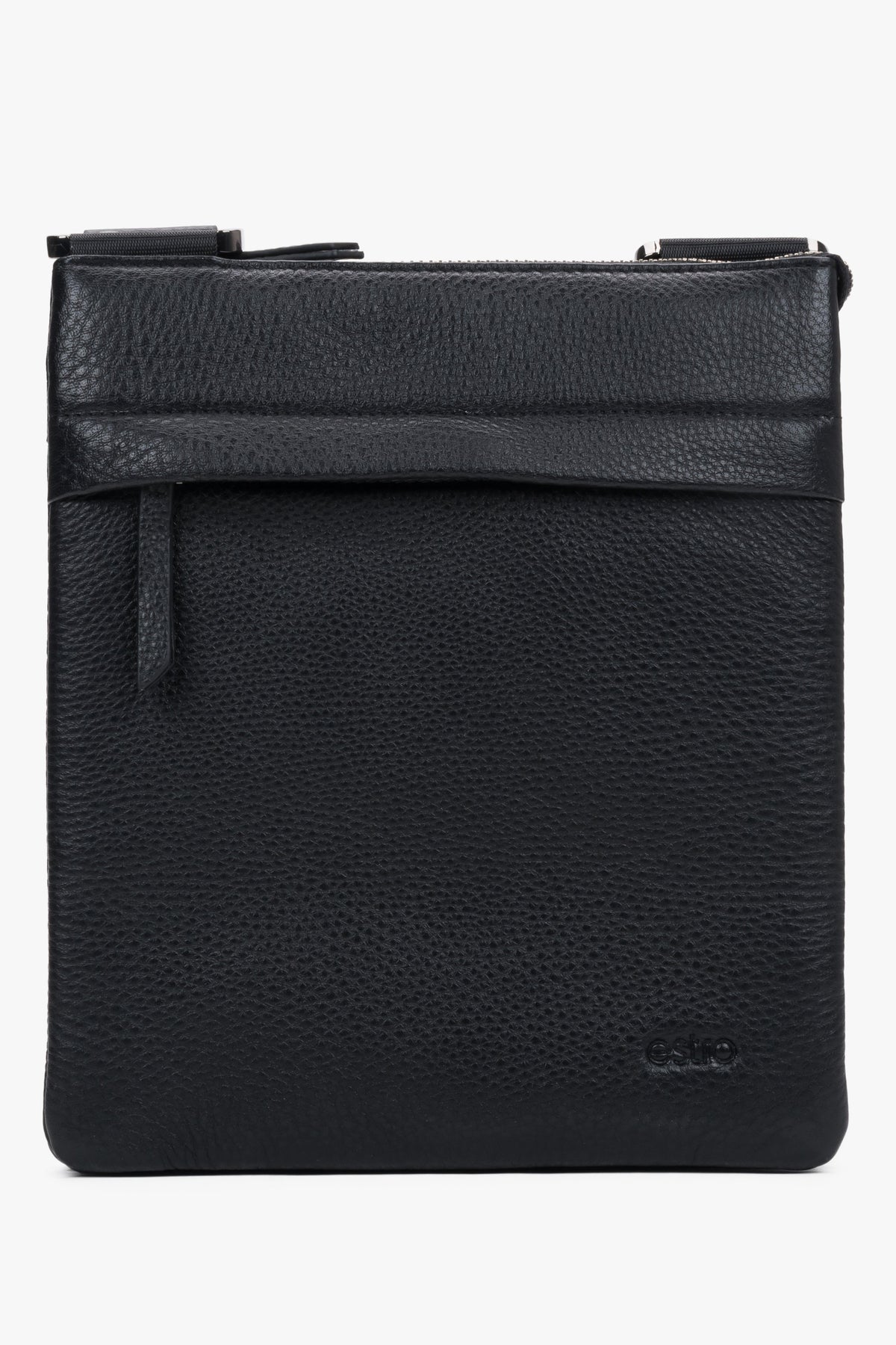 Men's Black Shoulder Pouch Bag made of Genuine Leather Estro ER00120415.
