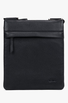 Men's Black Shoulder Pouch Bag made of Genuine Leather Estro ER00120415.