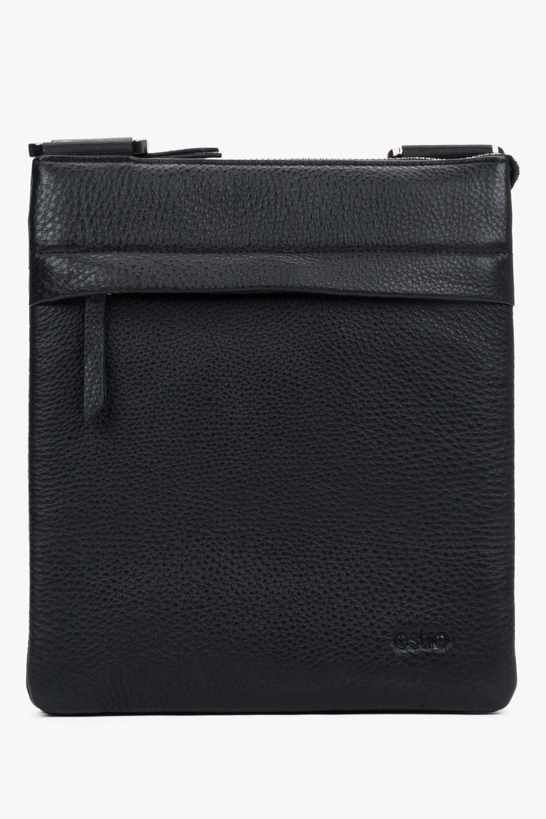 Men's Black Shoulder Pouch Bag made of Genuine Leather Estro ER00120415.