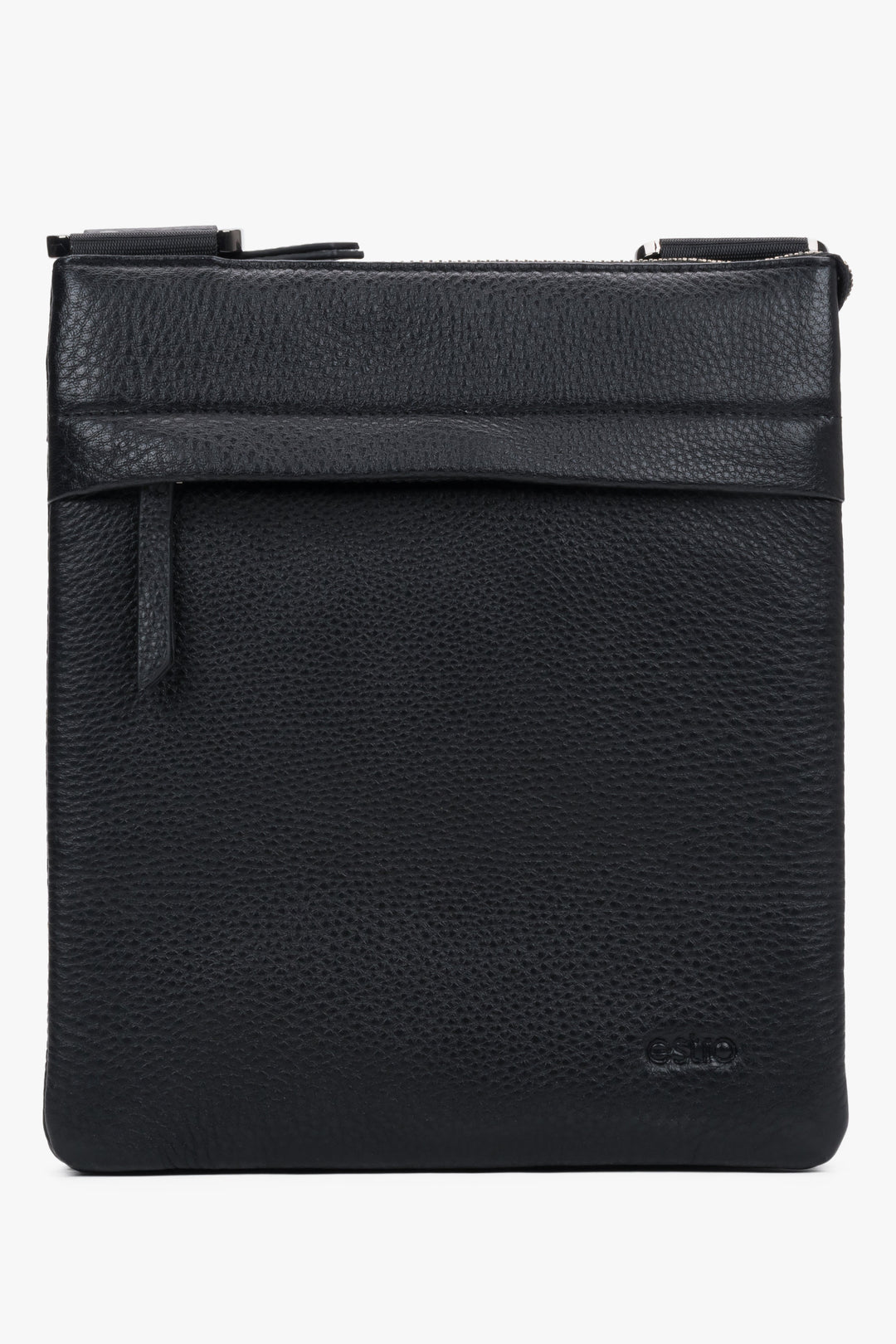 Men's Black Shoulder Pouch Bag made of Genuine Leather Estro ER00120415.