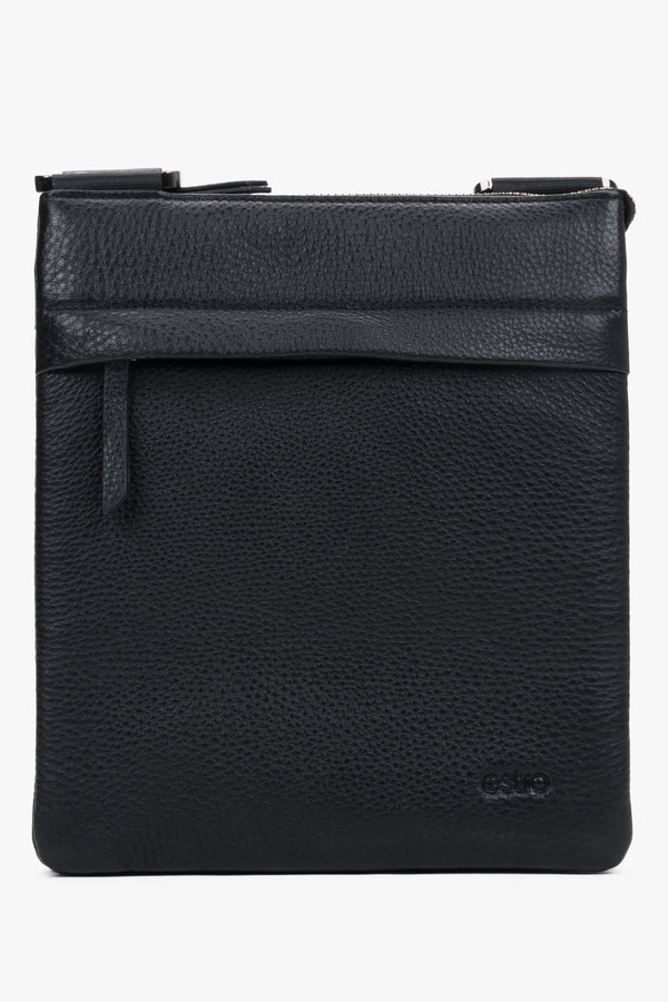 Men's Black Shoulder Pouch Bag made of Genuine Leather Estro ER00120415.