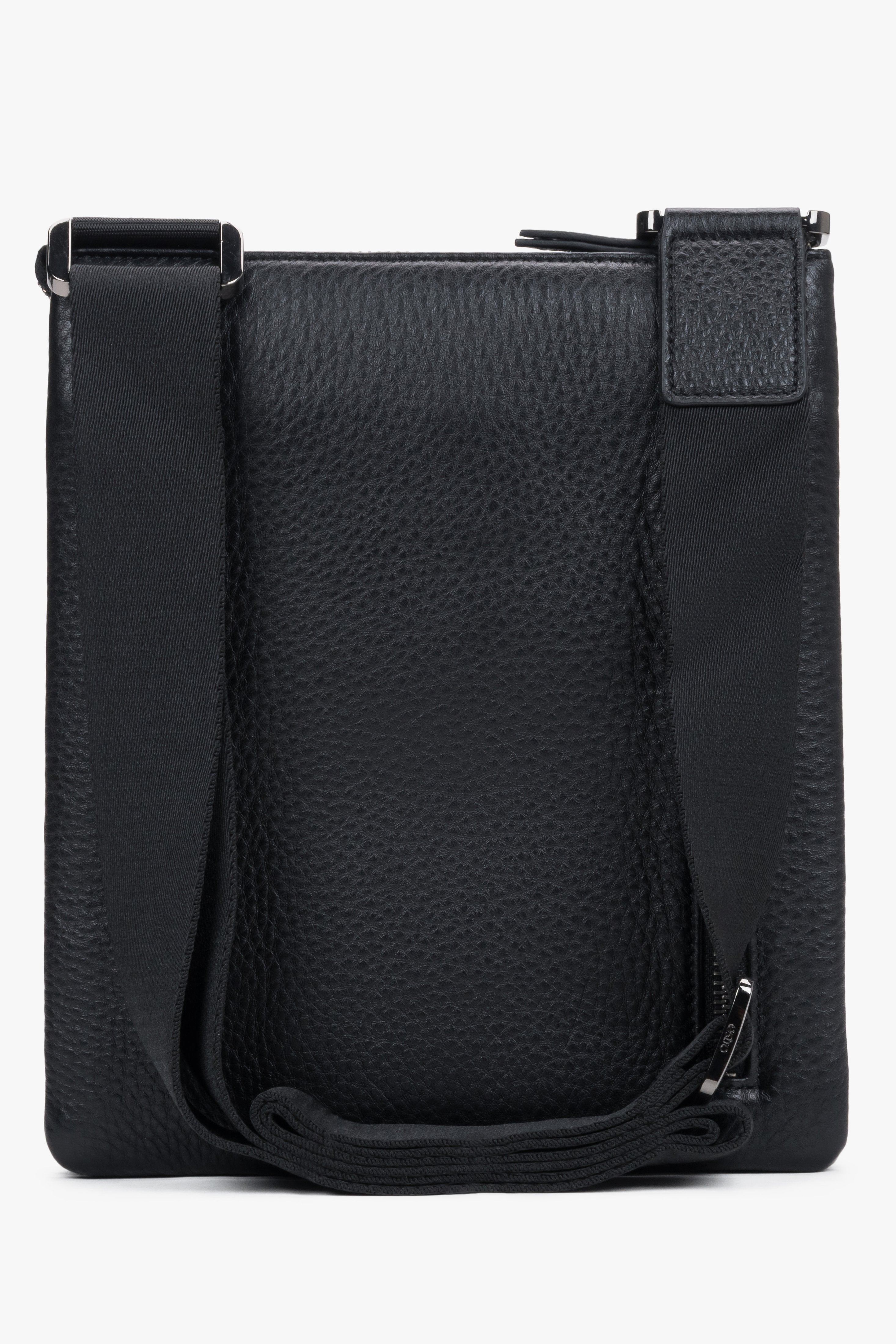 Men’s black crossbody pouch bag made of genuine leather Estro.