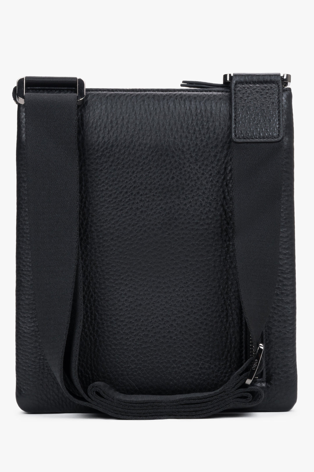 Men’s black crossbody pouch bag made of genuine leather Estro.