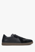 Men's Black Sneakers made of Premium Italian Leather and Velour Estro ER00118043.