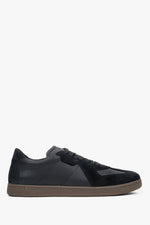 Men's Black Sneakers made of Premium Italian Leather and Velour Estro ER00118043.
