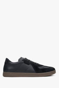 Men's Black Sneakers made of Premium Italian Leather and Velour Estro ER00118043.