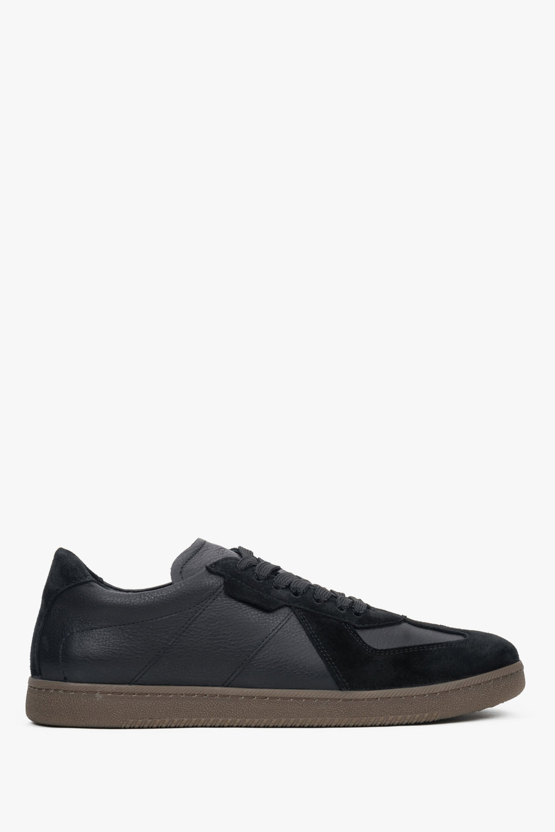 Men's Black Sneakers made of Premium Italian Leather and Velour Estro ER00118043.