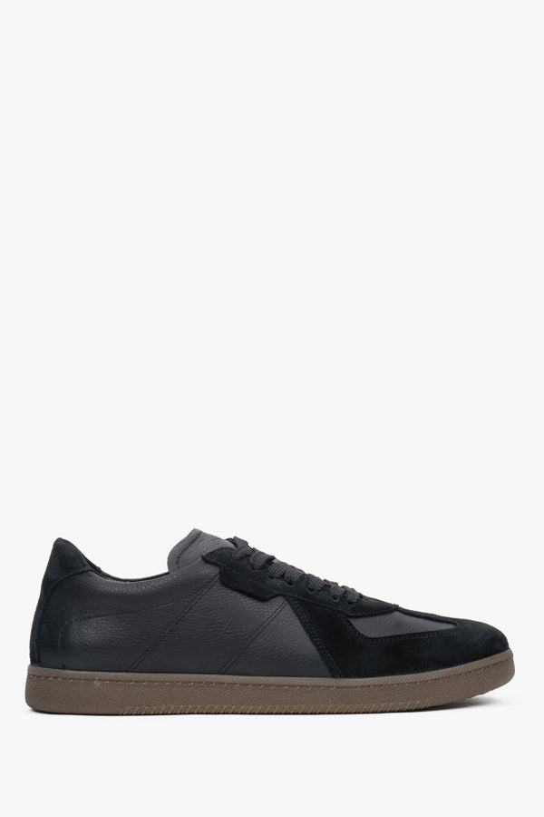 Men's Black Sneakers made of Premium Italian Leather and Velour Estro ER00118043.