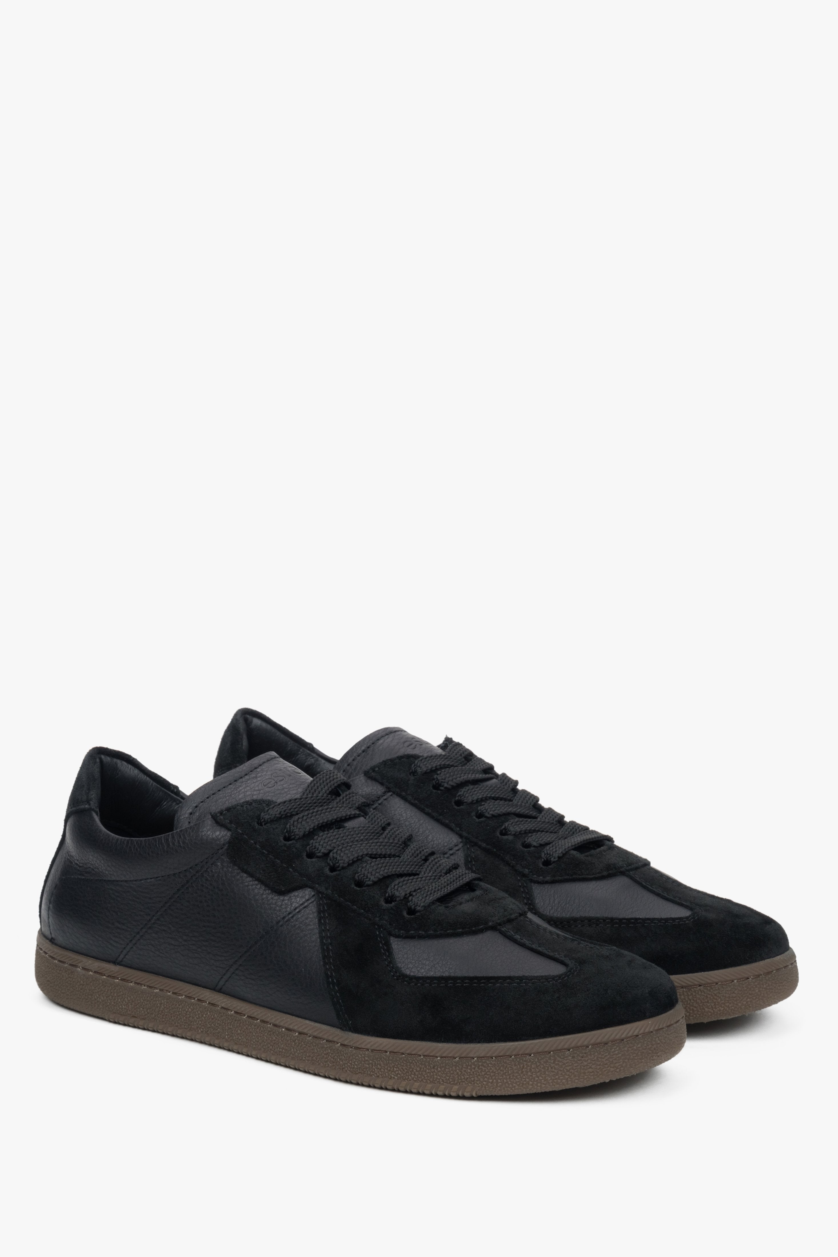 Men’s black sneakers made of genuine leather and Italian velour.