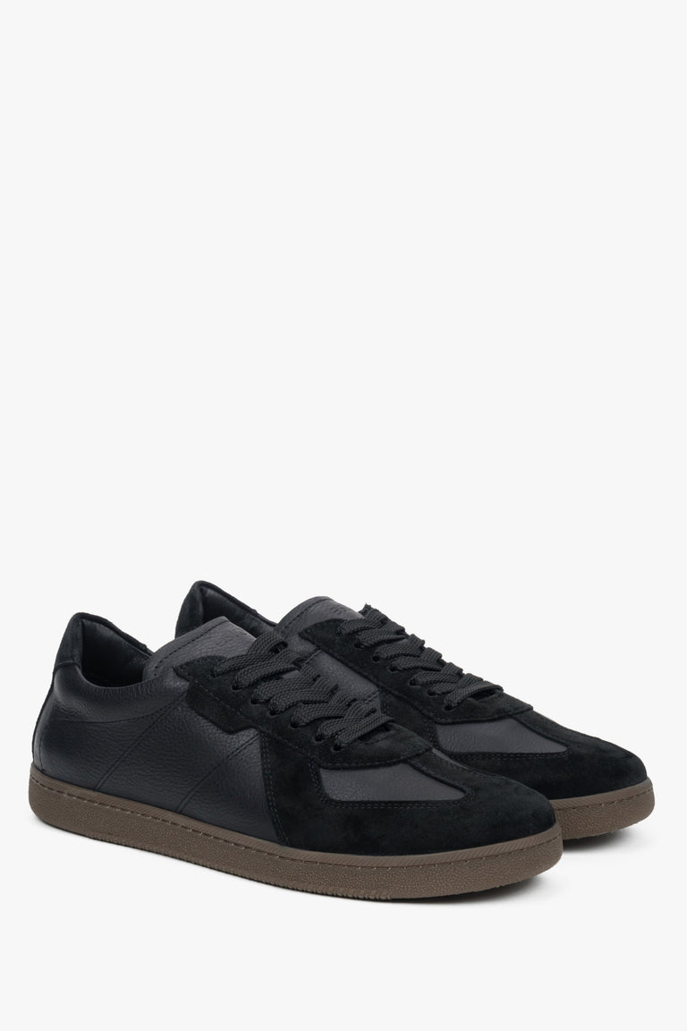 Men’s black sneakers made of genuine leather and Italian velour.