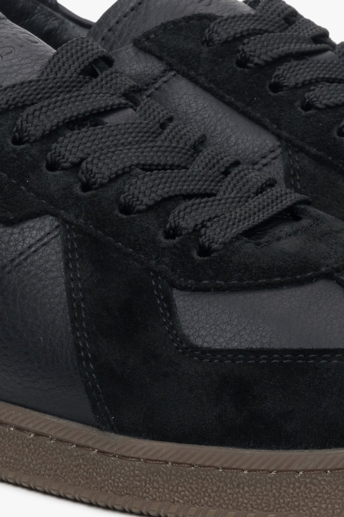 Luxury men’s sneakers crafted from a combination of high-quality Italian genuine leather and soft black velour.