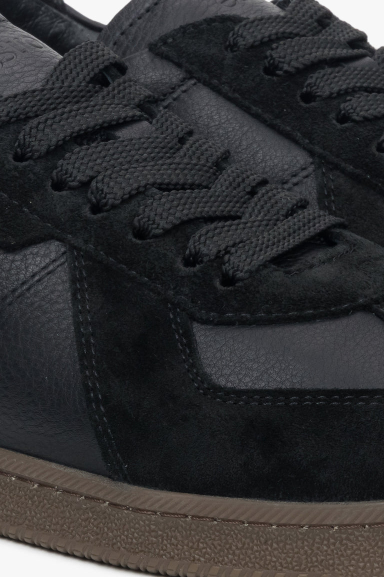 Luxury men’s sneakers crafted from a combination of high-quality Italian genuine leather and soft black velour.