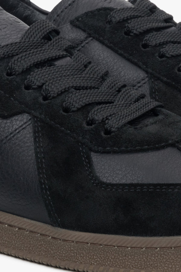 Luxury men’s sneakers crafted from a combination of high-quality Italian genuine leather and soft black velour.