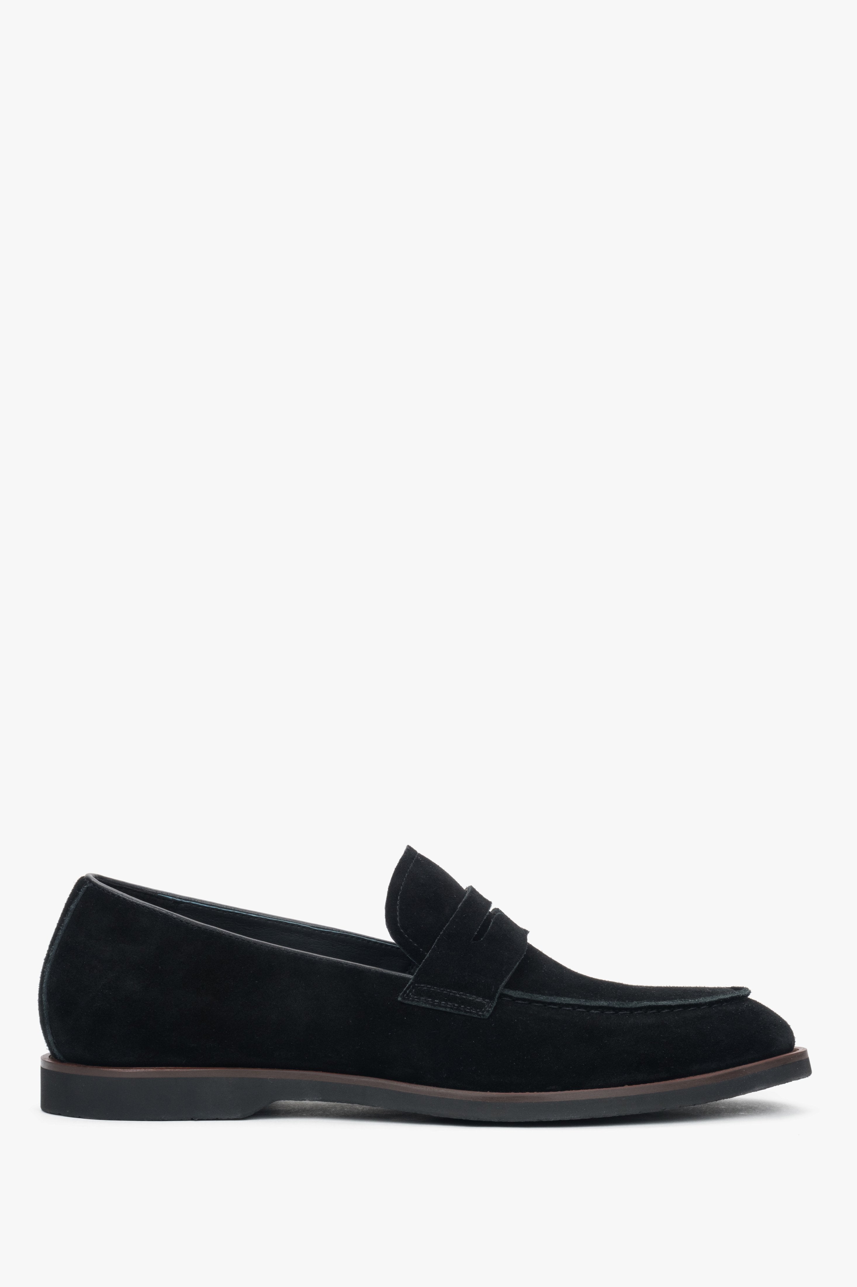 Men's Black Soft Loafers in Genuine Velour Estro ER00116992.