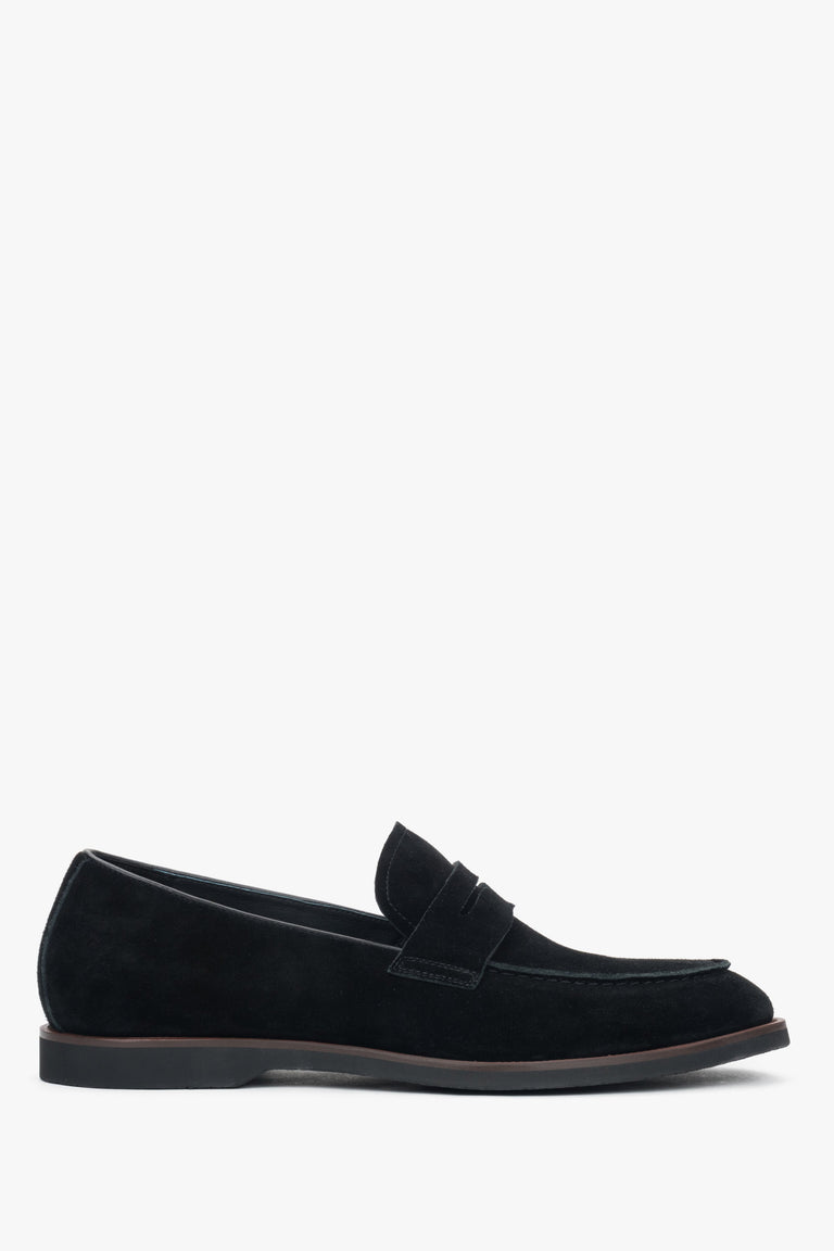 Men's Black Soft Loafers in Genuine Velour Estro ER00116992.