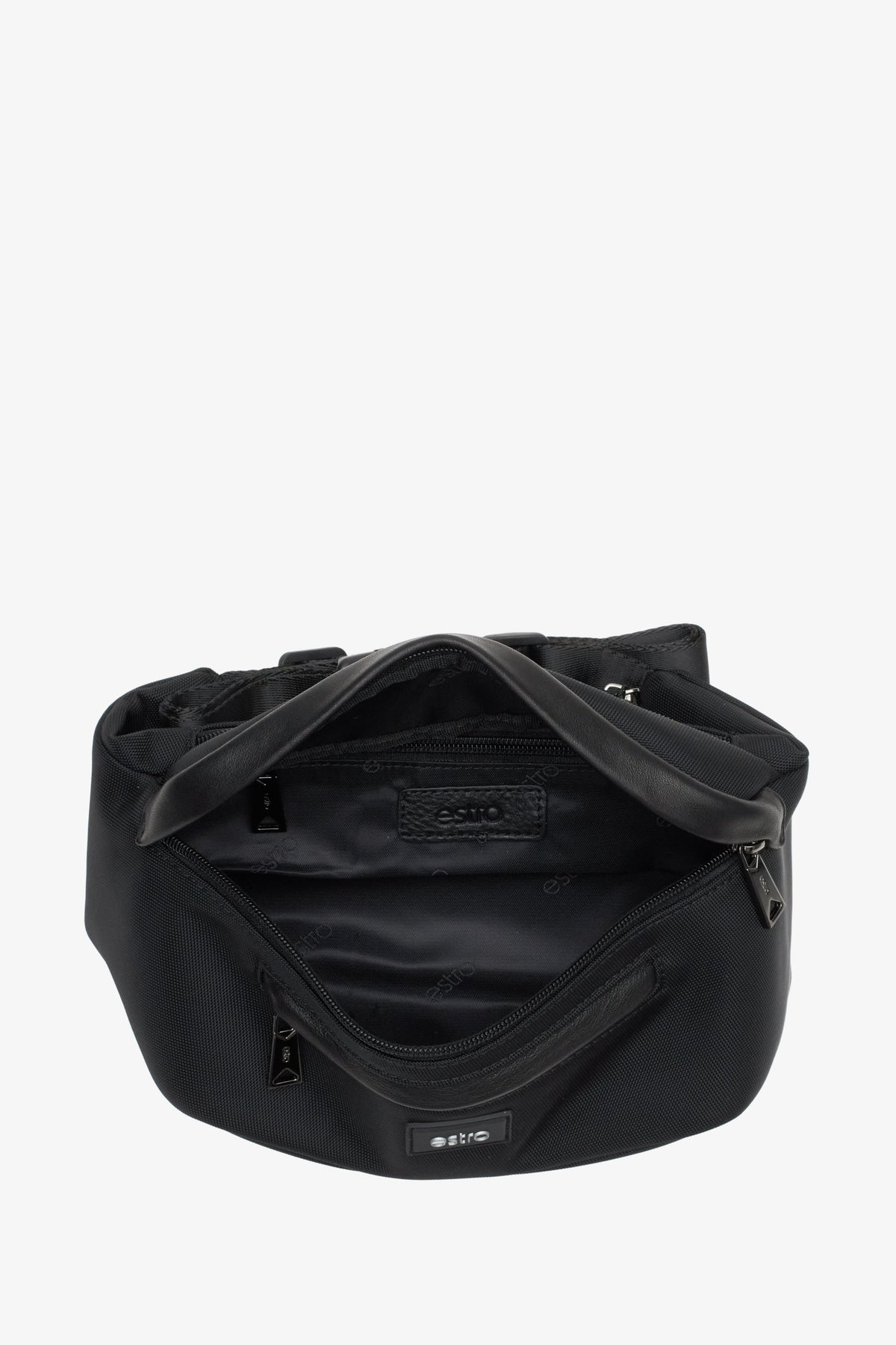 Spacious Estro men’s waist bag – inside view.