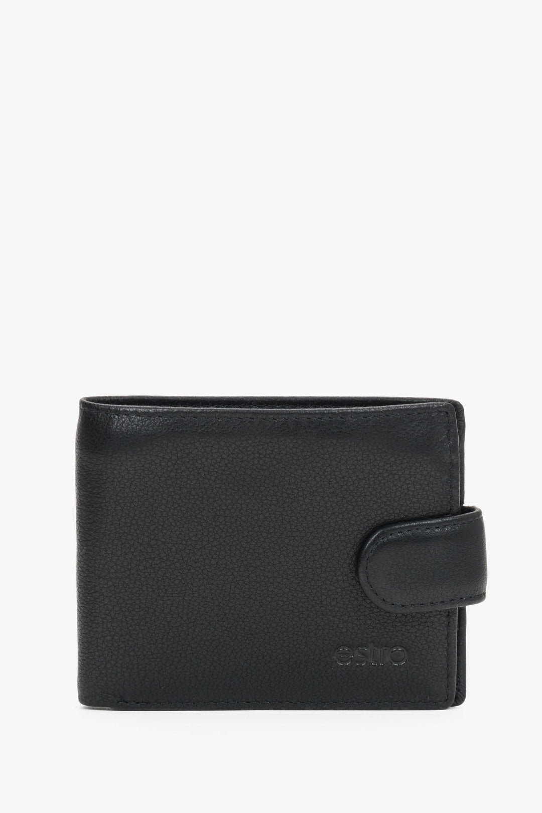 Men's Black Wallet made of Genuine Leather with Strap Closure Estro ER00120435.