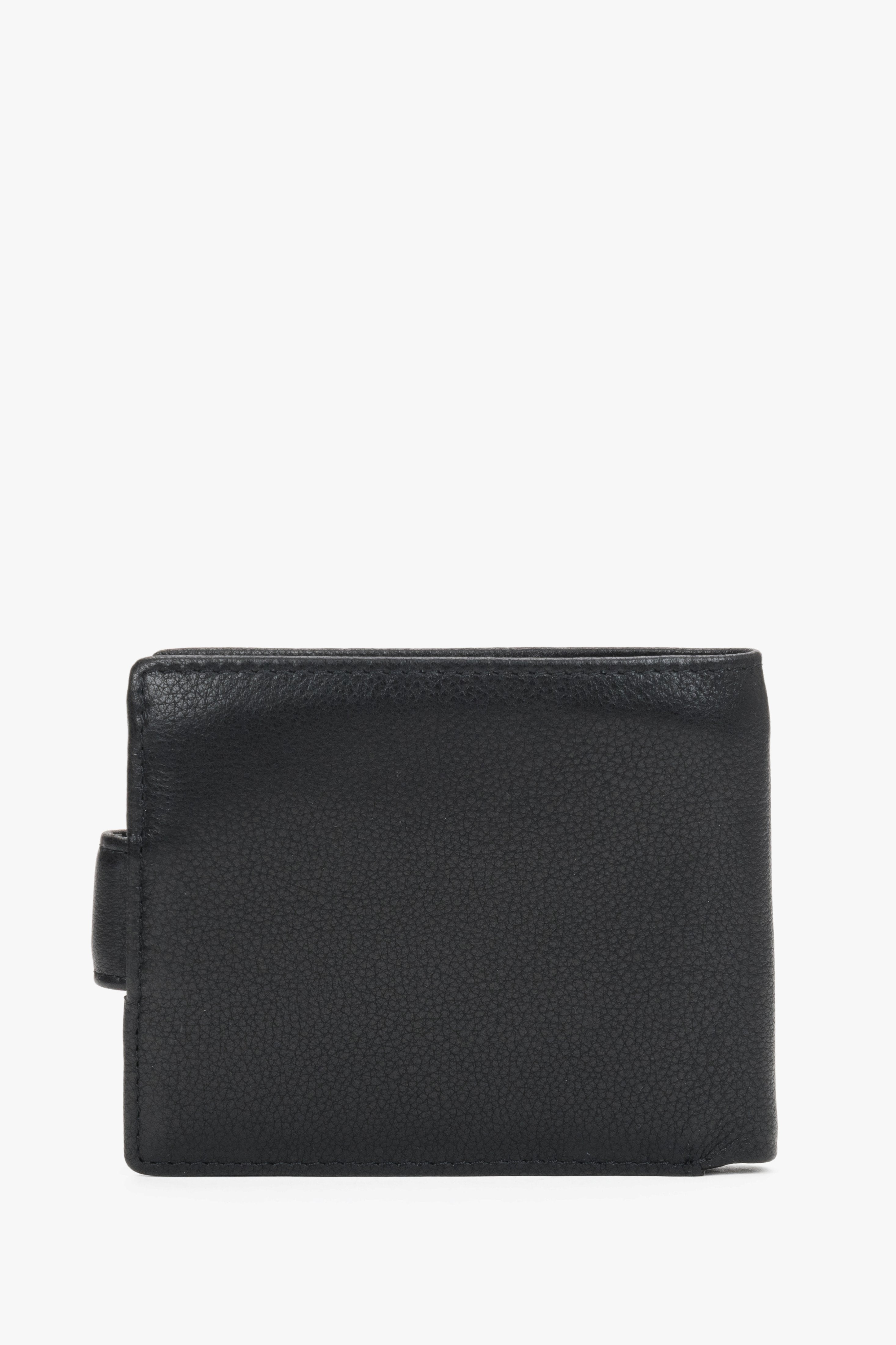 Men’s black genuine leather wallet with strap closure Estro.