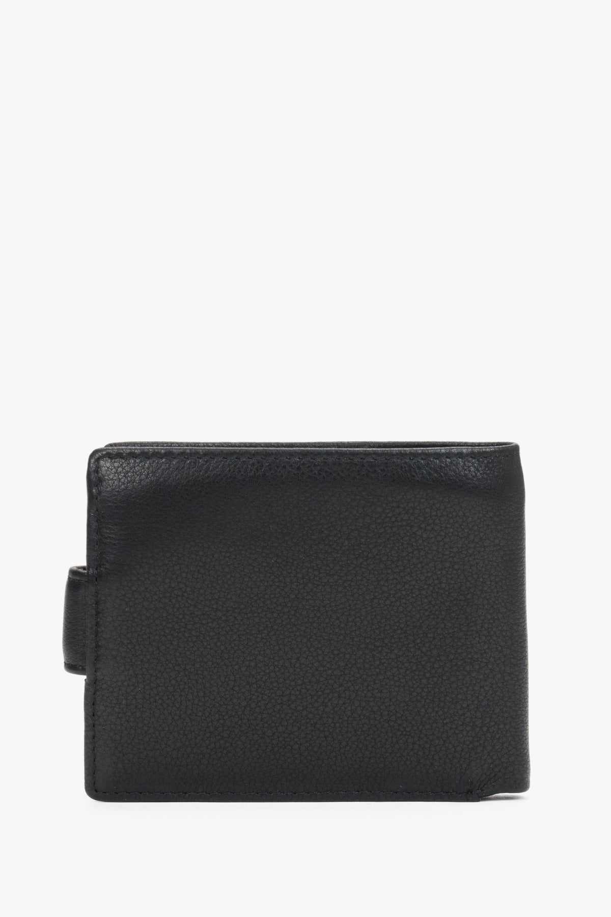 Men’s black genuine leather wallet with strap closure Estro.