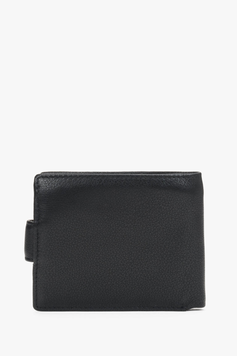 Men’s black genuine leather wallet with strap closure Estro.