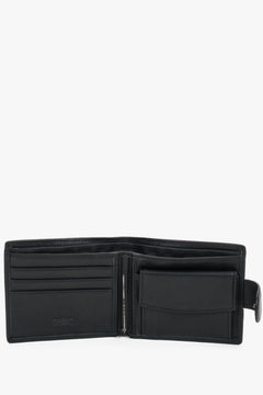 Genuine leather black men’s wallet with strap closure Estro.