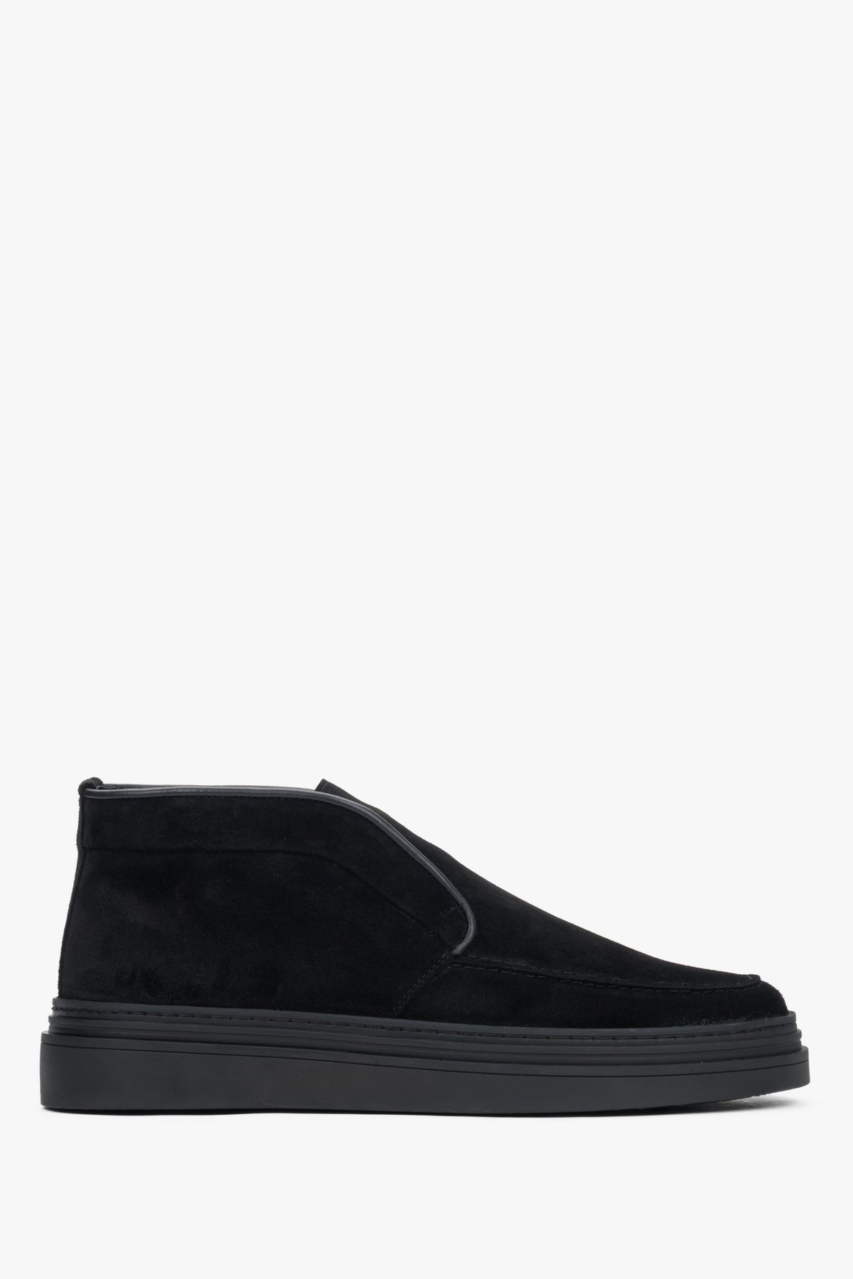 Men's Black Warm Elevated Loafers made of Genuine Italian Premium Velour Estro ER00118127.