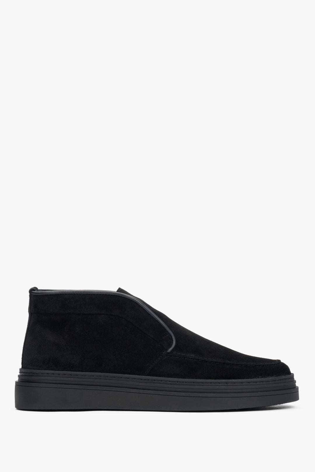 Men's Black Warm Elevated Loafers made of Genuine Italian Premium Velour Estro ER00118127.