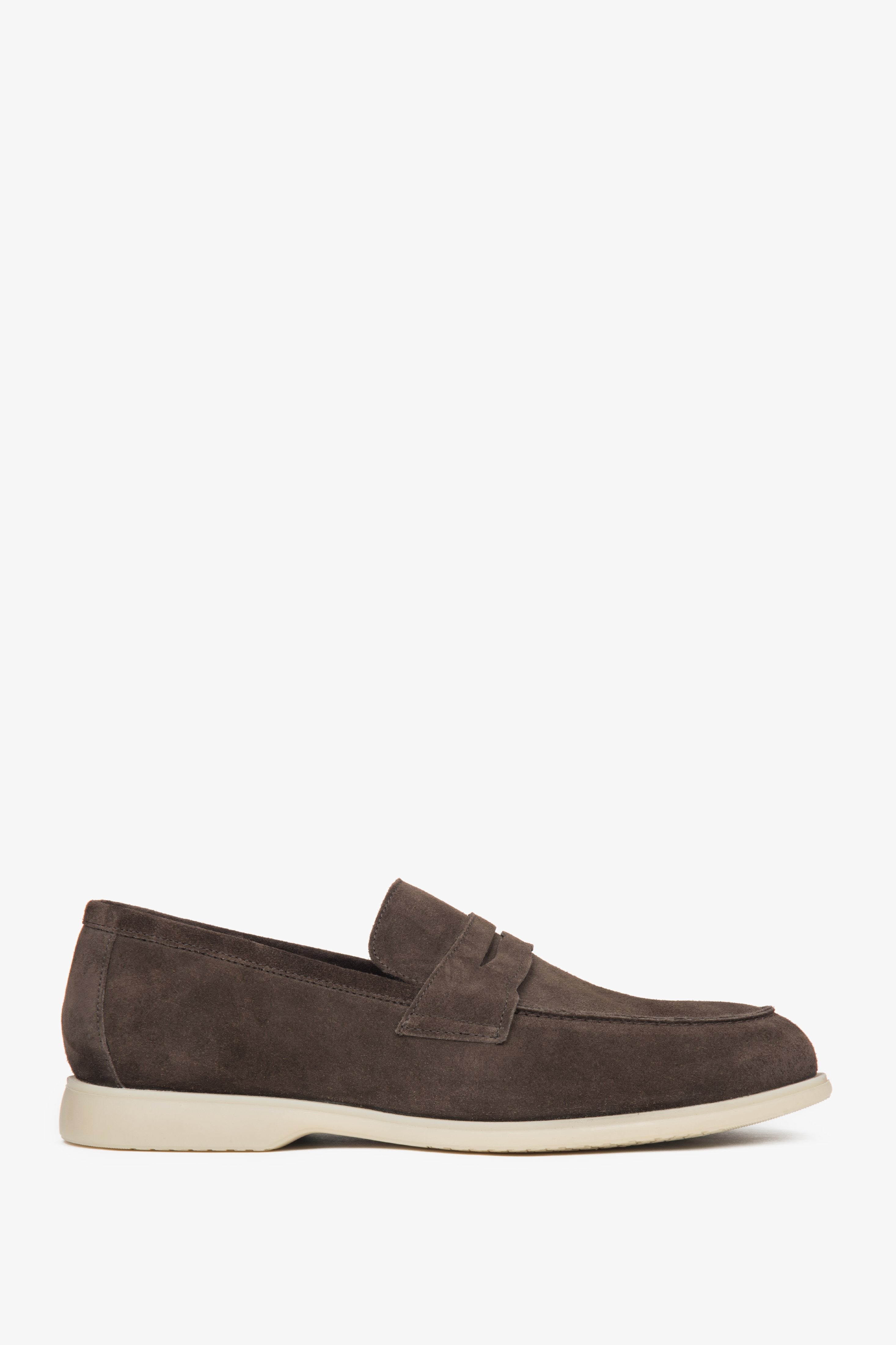 Men's Dark Brown Classic Loafers made of Italian Genuine Velour Estro ER00117956.