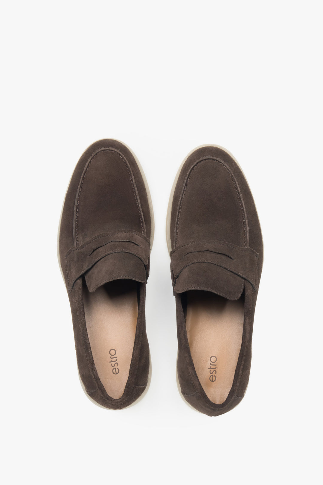 Velour loafers by Estro (ER00117956) in classic brown.