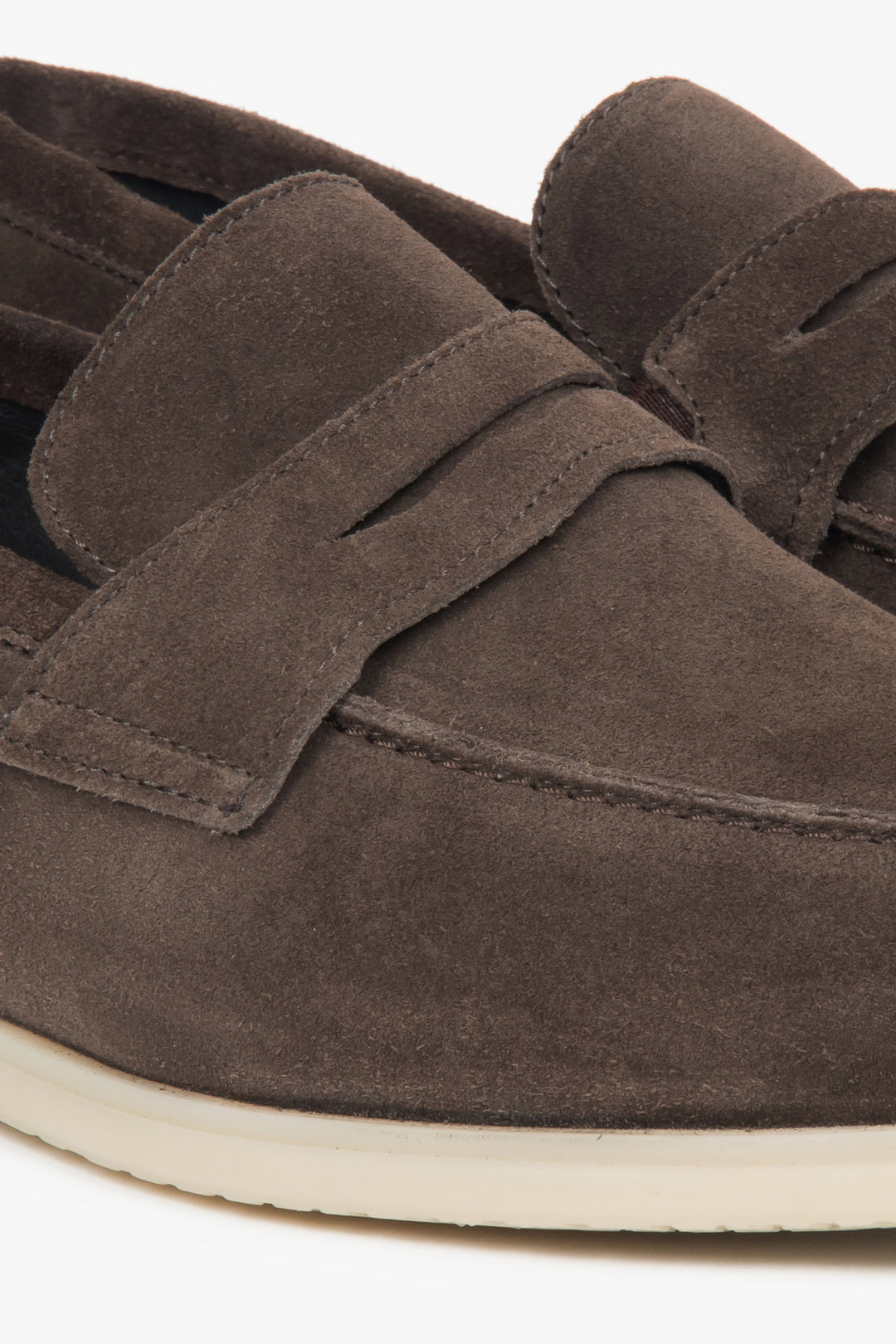 Brown velour loafers by Estro.
