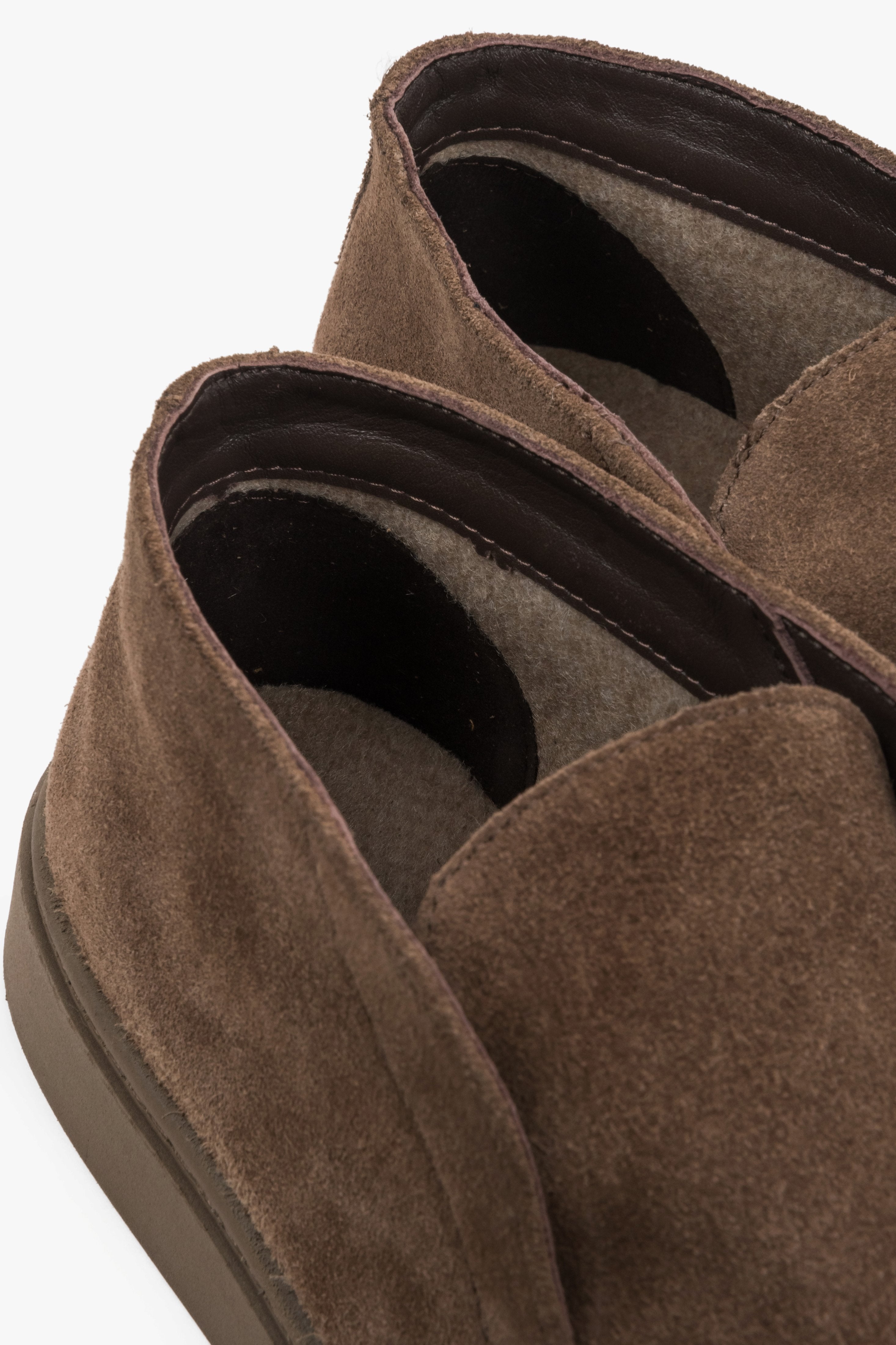 Classic Men's Brown High-Shaft Shoes in Premium Italian Natural Velour.