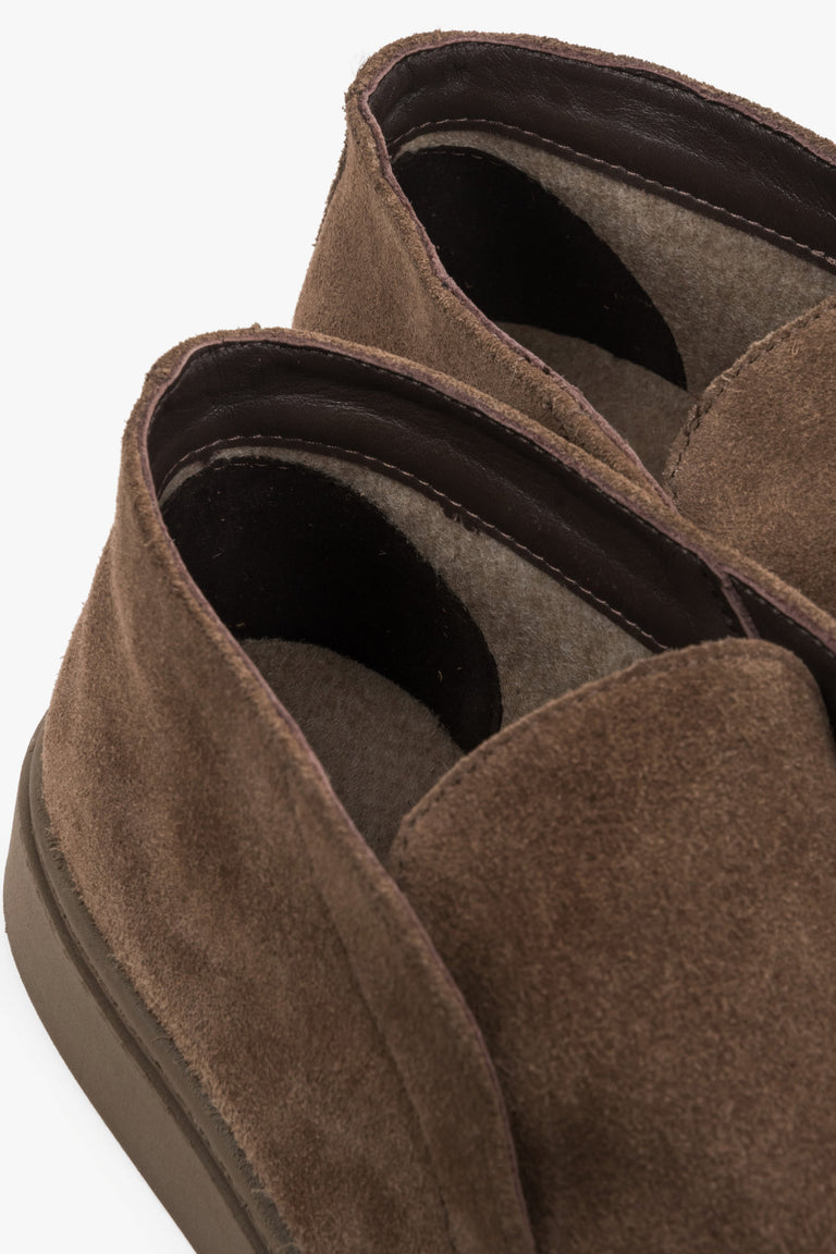 Classic Men's Brown High-Shaft Shoes in Premium Italian Natural Velour.