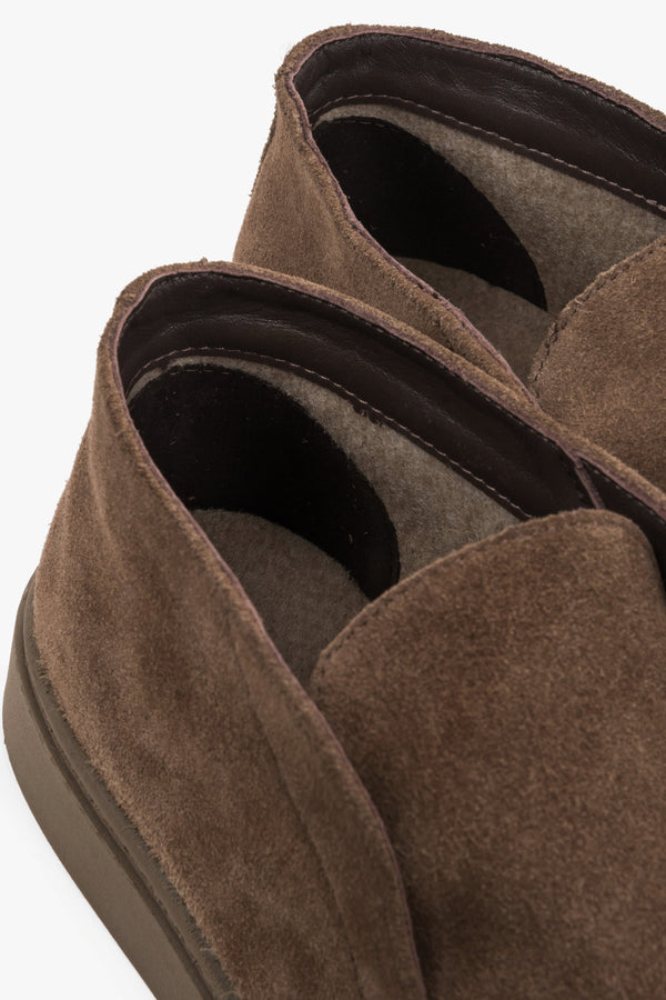 Classic Men's Brown High-Shaft Shoes in Premium Italian Natural Velour.