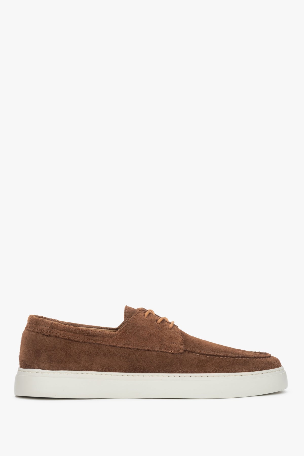 Men's Brown Lace-up Moccasins in Premium Italian Genuine Velour Estro ER00119025.