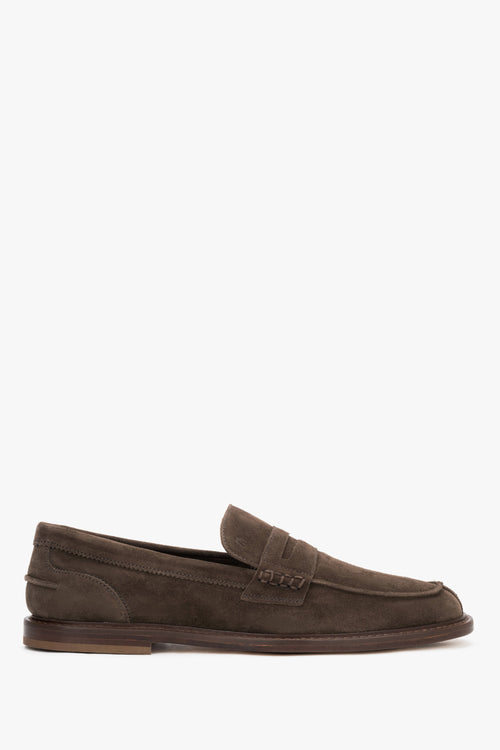 Men's Classic Brown Penny Loafers made of Premium Italian Genuine Velour Frau ER00119952.