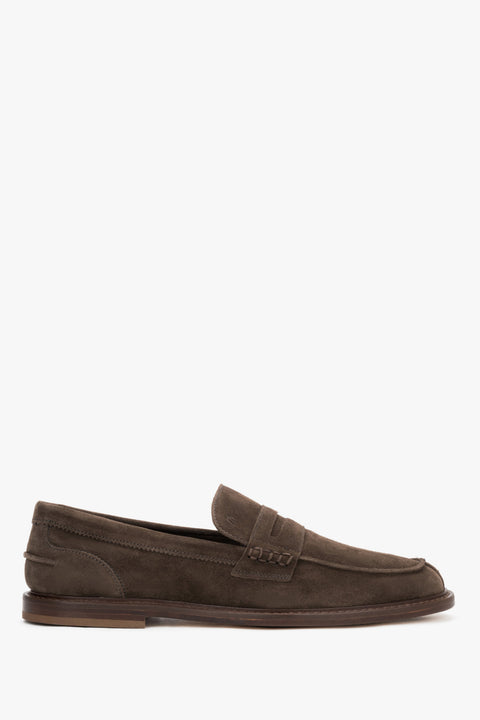 Men's Classic Brown Penny Loafers made of Premium Italian Genuine Velour Frau ER00119952.