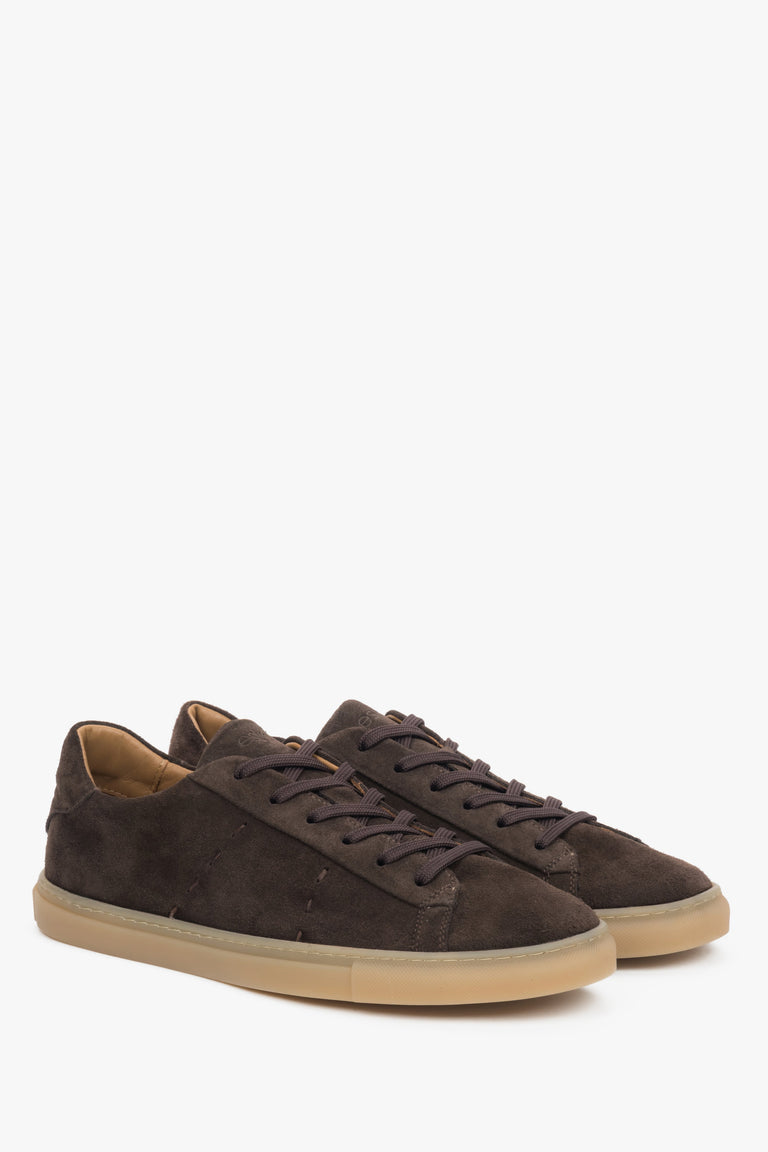Dark brown men’s sneakers in premium Italian natural velour.