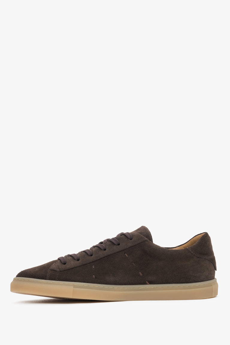 Estro dark brown men’s sneakers in premium Italian natural velour.