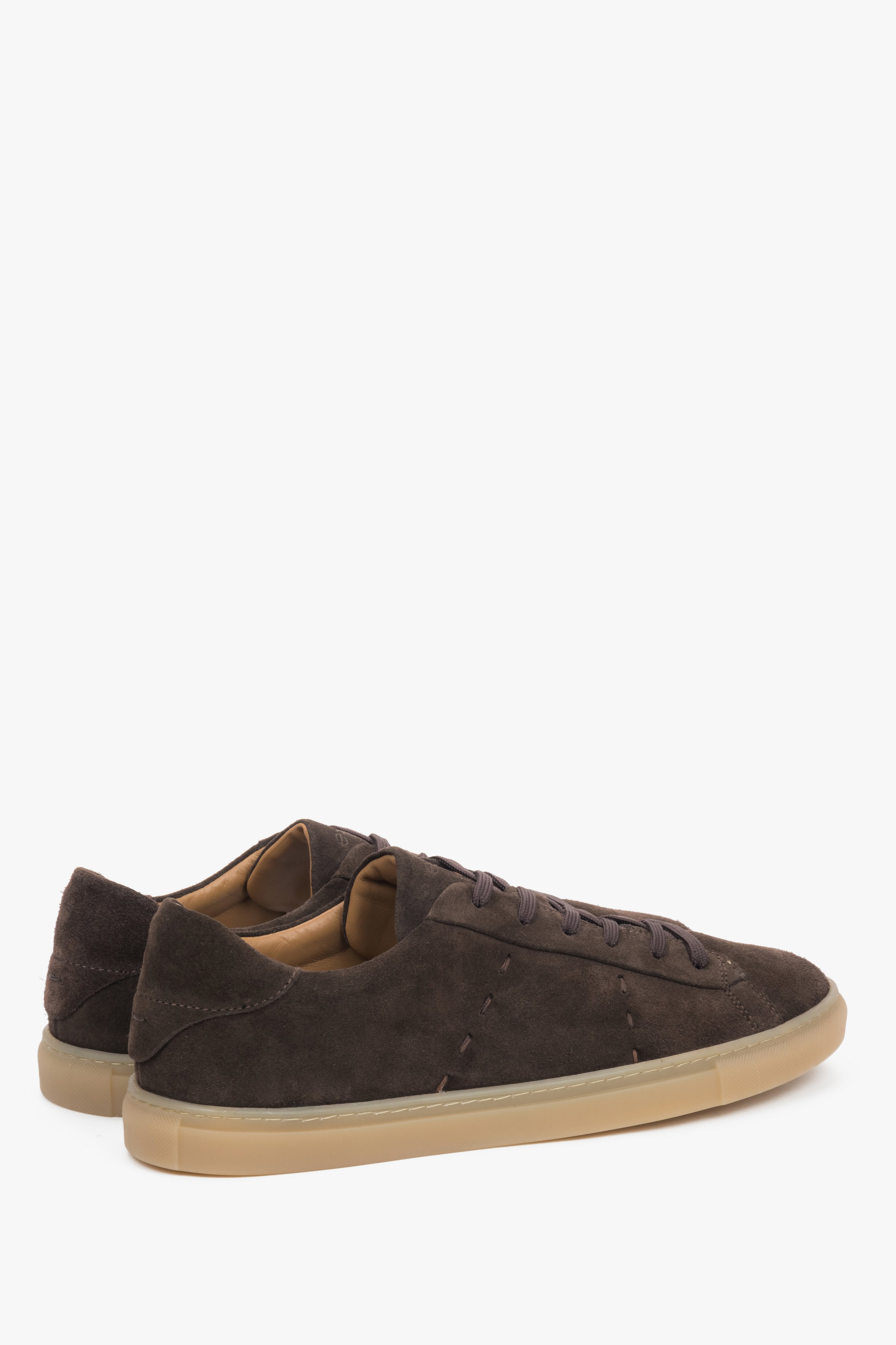 Estro men’s sneakers, dark brown, in premium Italian natural velour.