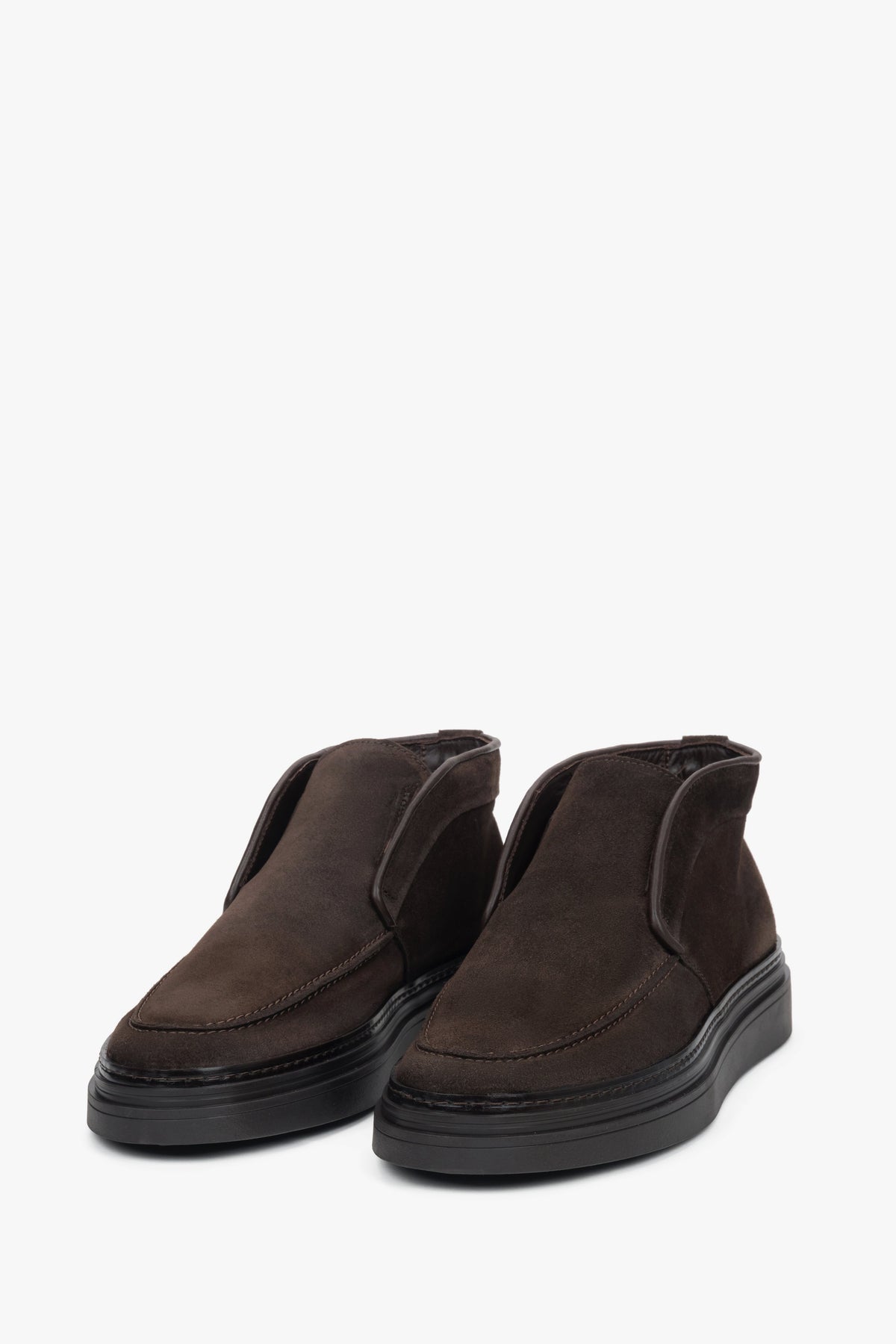 Men's Dark Brown, Elevated, Insulated Loafers made of Premium Italian Velour – Estro ER00118323.