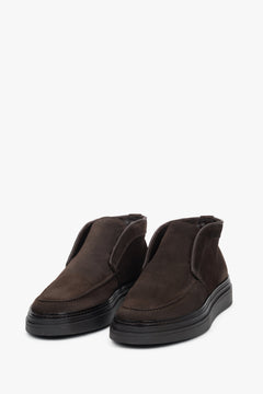 Men's Dark Brown, Elevated, Insulated Loafers made of Premium Italian Velour – Estro ER00118323.