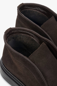 Elevated, Insulated, Dark Brown Men's Loafers made of Premium Italian Velour – Estro ER00118323.