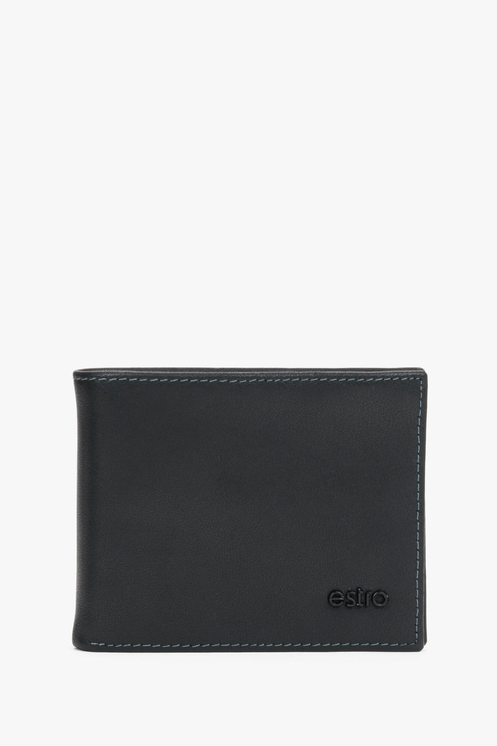 Men's Compact Folding Black Wallet made of Genuine Leather Estro ER00116309.