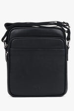 Men’s Compact Black Shoulder Bag made of Genuine Leather Estro ER00120402.