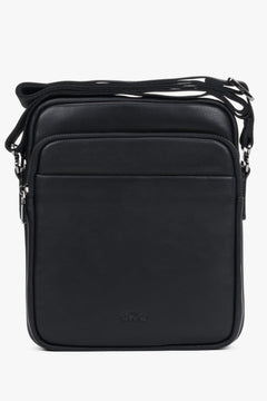Men’s Compact Black Shoulder Bag made of Genuine Leather Estro ER00120402.