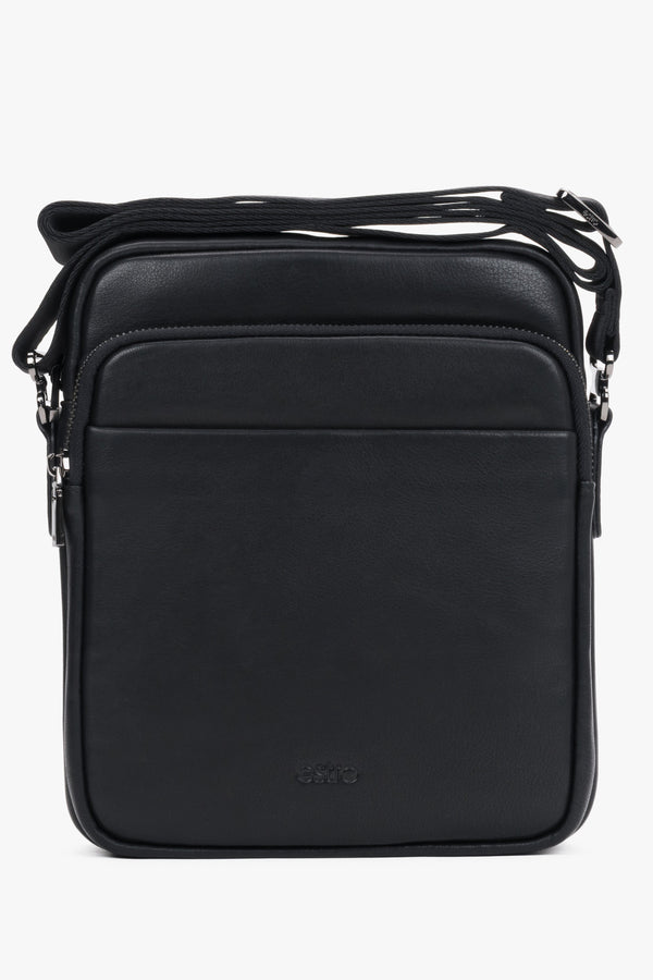 Men’s Compact Black Shoulder Bag made of Genuine Leather Estro ER00120402.