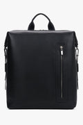 Men's Compact Genuine Leather Backpack with Silver Hardware Estro ER00120404.
