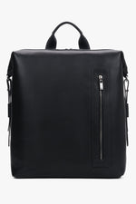 Men's Compact Genuine Leather Backpack with Silver Hardware Estro ER00120404.