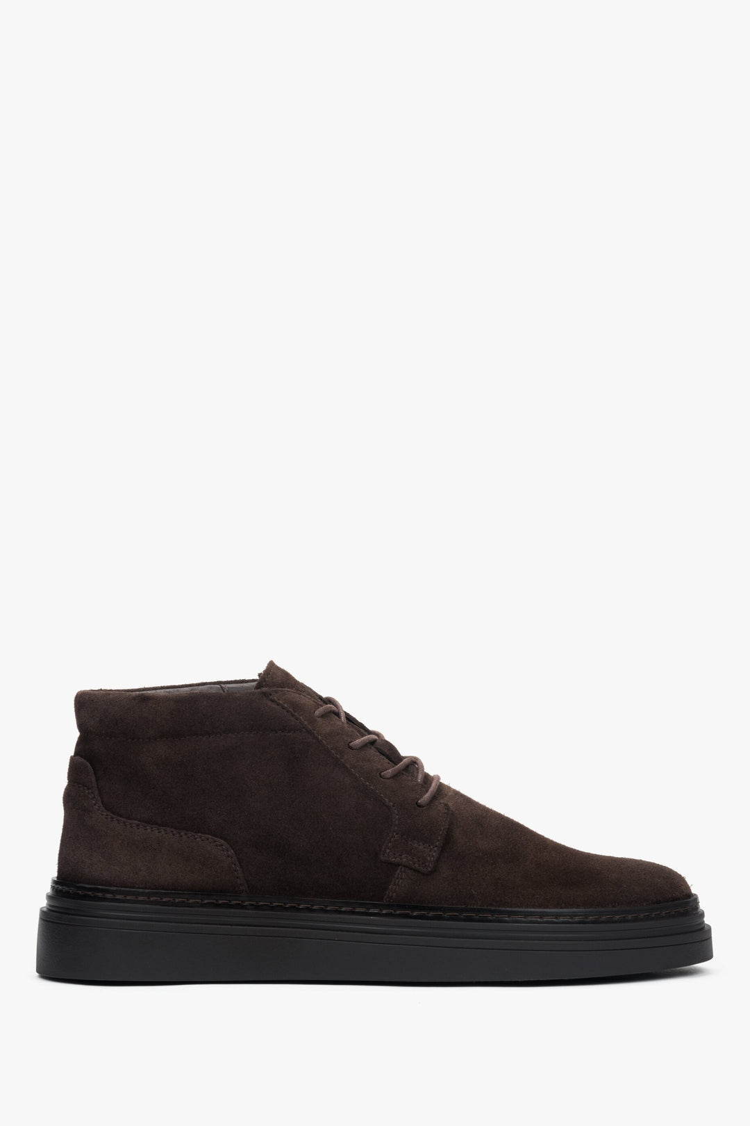 Men's Dark Brown Ankle Boots made of Genuine Velour with Light Insulation Estro ER00118324.